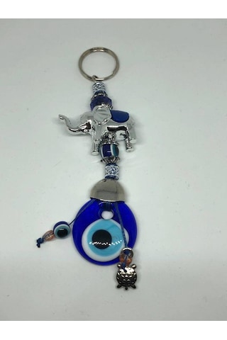 Nazar Boncuklu Anahtarlık - Renkli Fil Ve Nazar Boncuklu Anahtarlık