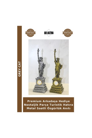 Premium Arkadaşa Hediye Nostaljik Parça Turistik Hatıra Metal Saatli Özgürlük Anıtı Çok Renkli