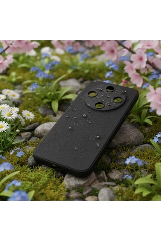 Honor Magic 8 Lite Uyumlu Deri Dokulu Yumuşak Silikon Telefon Kılıfı Kapak Siyah