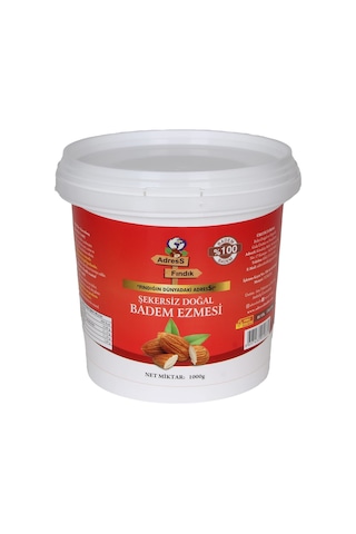 Adress Fındık Şekersiz Doğal Badem Ezmesi 1 KG