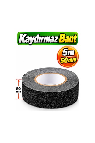 5 Cm X 5 Metre Yapışkanlı Kaydırmaz Bant Siyah Zemin Merdiven Yer Kaymaz Bant