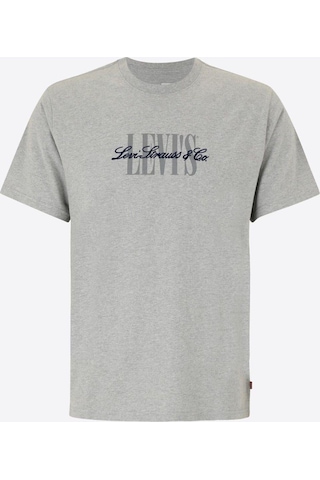 Levi's Erkek Bisiklet Yaka Relaxed Fit Serif Logo Gri T-shirt - A2082-0297 Gri