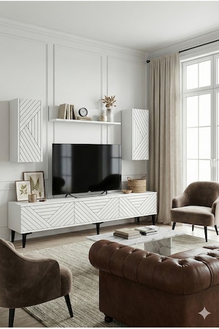 Tvr1802b - Ferrotvr180 Tv Ünitesi Takımı Beyaz 180cm Beyaz