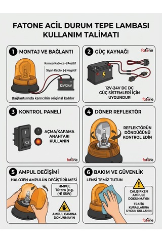 Turuncu Döner Tepe Lambası