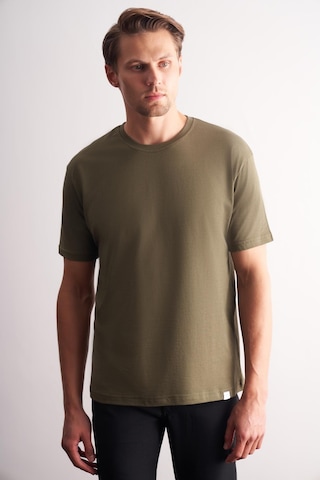 Haki Bisiklet Yaka Kısa Kol Slim Fit Pamuklu Basic Tişört 1011255106 Haki