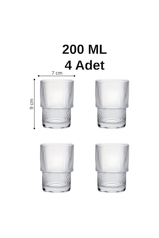 Mithra Life 4 Adet 200 Ml Origami Stil Isıya Dayanıklı Su Meşrubat Kahve Cam Bardak Mıt1198 Şefaf
