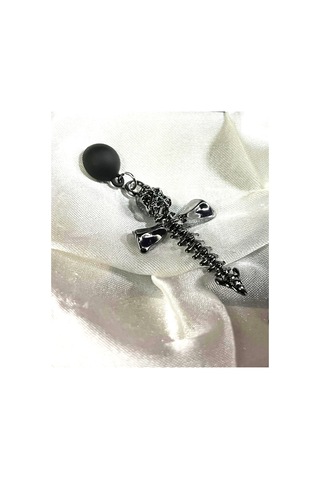 Dükkan Design Skull Cross Gotik Küpe Antrasit