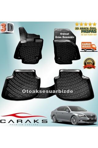 Skoda Süper B 3D Paspas Havuzlu Siyah 2015 Sonrası Caraks