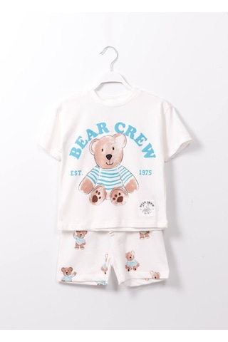 Lolliboomkids Yeni Sezon Çocuk Giym Krem Renk Oyuncak Ayı Teddy Bear Baskılı Altüst Takım 2 Parça KREM