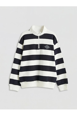 Lc Waikiki Lacivert Çizgili Erkek Çocuk Sweatshirt