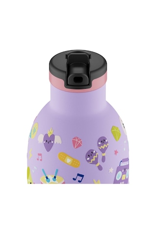 Clima Bottle Music Friends Pipetli Paslanmaz Çelik Termos 330 Ml Mor