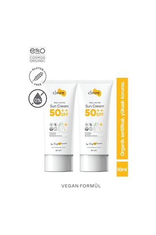 2'li Organik Vegan Hipoalerjenik Glutensiz 50 ML Spf Güneş Kremi 50ml Clooe