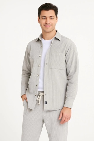 Erkek Kadife Oversize Takım Gömlek Ve Pantolon İkili Set Füme Corduroy Şıklığı, Rahat Ve Zarif Dur Gri