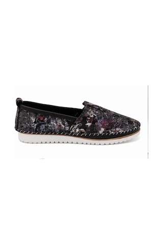 N Napa Shoe Np.108.fç.siyah Deri Sneaker Napa Shoe Kadın Hakiki Deri Comfort Günlük Ayakkabı Çiçek Desenli Siyah