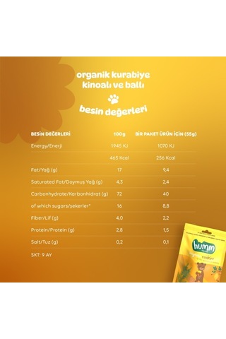Humm Organik Ballı Kinoalı Kurabiye 55 G