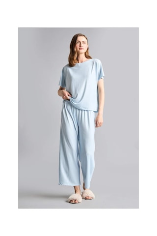 Defacto Regular Fıt Kısa Kollu 2li Softshell Pijama Takım H7011ax26smbe745 Mavi-be745