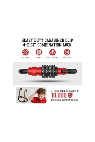 Moveevo Kırmızı Çok İşlevli Taşınabilir Montaj Kilit, Bisiklet-elektrikli Araç-kask-koli İçin Şifreli Askı Kilit