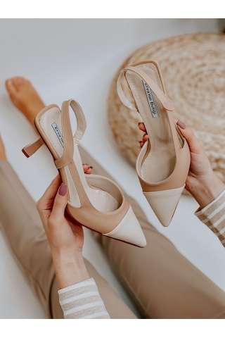 Ervanın Butiği Nude Ten Deri (Jake) Maskelet Detay Kadın Açık Stiletto Ten Rengi