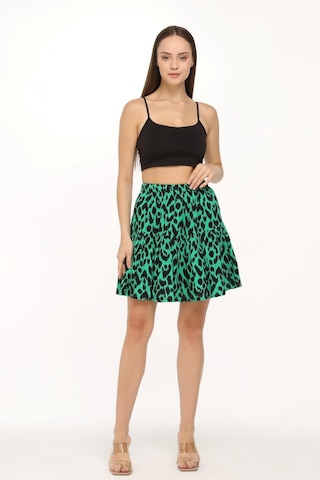 Nurören Viskon Kumaş Şort Etek Yeşil