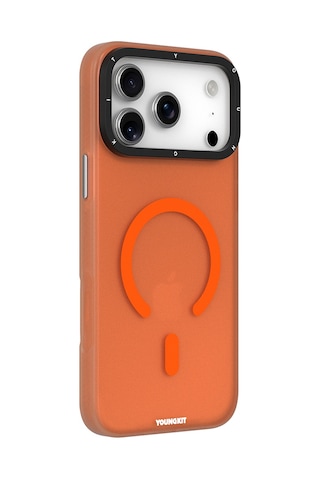 Apple Uyumlu iPhone 17 Pro Max Kılıf M-safe Şarj Özellikli Youngkit Hidden Sand Serisi Kapak Turuncu Turuncu