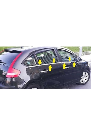 Citroen C4 Krom Cam Çıtası (HB) 8 Parça Paslanmaz Çelik