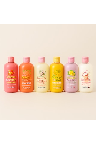 Bubble T Duş Jeli 6 Lı Set 500ml Vanilya, Muz, Şeftali, Hindist
