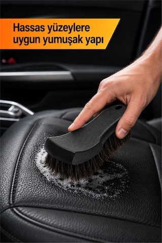 Uzun At Kılı Oto Koltuk Döşeme Halı Kumaş Ve Deri Temizleme Fırçası