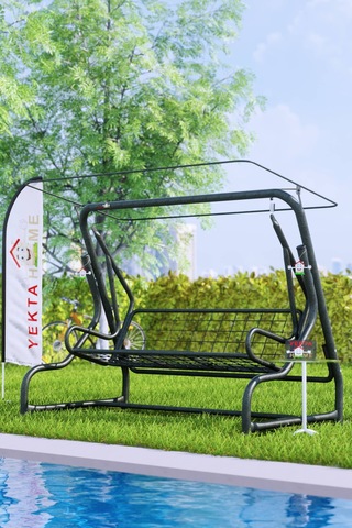 Yektahome Yekta Germiyan 3 Kişilik Bahçe Salıncağı Balkon Salıncak 200 Cm Gri