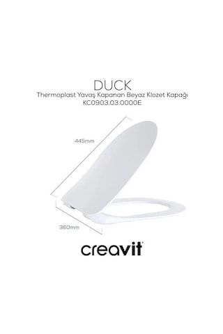 Creavit Free Rim-off Kanalsız Asma Klozet 1.kalite Fe322.02 + Duck Tp Yavaş Kapanan Kapak 2'li Set Beyaz