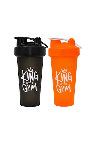King Of The Gym Shaker 650 Ml Ölçekli Ve Sızdırmaz Kapaklı Protein Shaker 2'li Set Siyah+turuncu Siyah-turuncu