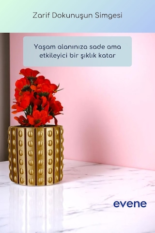 Vazo Küçük Vazo Masa Üstü Vazo Ev Dekorasyon Vazo Altın Renk Model 91 Altın Altın