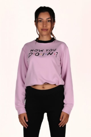 Makentmoda Kadın Pembe How You Doın Baskılı Sweatshırt L