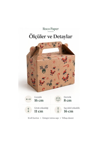 Tutmalı Yılbaşı Desenli Kraft Ambalaj Ve Hediye Kutusu 2 Adet - 1 81527172