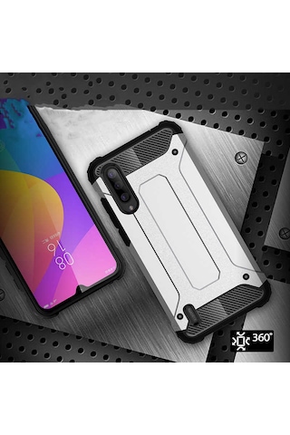 Noktaks - Xiaomi Mi 9 Se Uyumlu - Kılıf Çift Katman Koruyucu Crash Military Tank Kılıf - Siyah Siyah