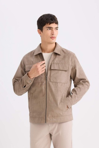 DeFacto Slim Fit Dar Kesim Gömlek Yaka Fermuarlı Mevsimlik Baharlık Mont D6334AX25SPBG73