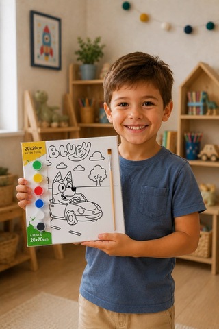 Bluey Araba Macerası Şövalesiz Boya Seti 20x20
