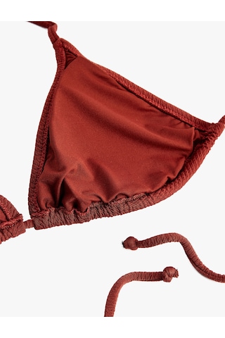 Koton Dokulu Üçgen Bikini Üstü Kahverengi 6sak10010mm