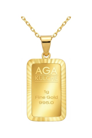 Agakulche 1 Gr Kalemli Altın Külçe Kolye