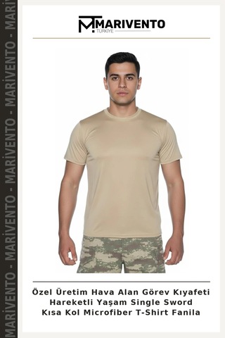 Özel Üretim Hava Alan Görev Kıyafeti Hareketli Yaşam Single Sword Kısa Kol Microfiber T-shirt Fanila Standart