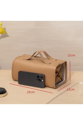 Sones Taşınabilir Büyük Kapasiteli Seyahat Ayrılabilir Katlanabilir Su Geçirmez Kozmetik Çantası Kahverengi