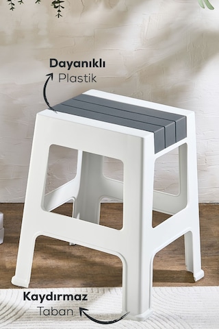 Vienev Plastik Büyük Tabure Gri Gri