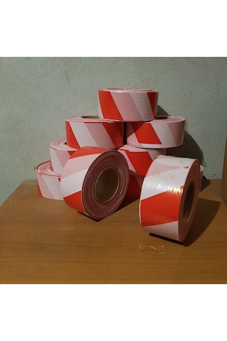 Safety 6 Cm'e 250 Mt Kırmızı Beyaz Ikaz Bandı Emniyet Şeridi