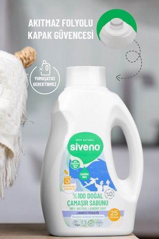 Siveno %100 Doğal Çamaşır Sabunu %100 Bitkisel Deterjan Kendinden Yumuşatıcılı Konsantre Vegan 750 ML