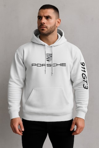 Hmo Store Unisex 911 Gt3 Rs Kapüşonlu Hoodie Beyaz Spor Tarz Beyaz