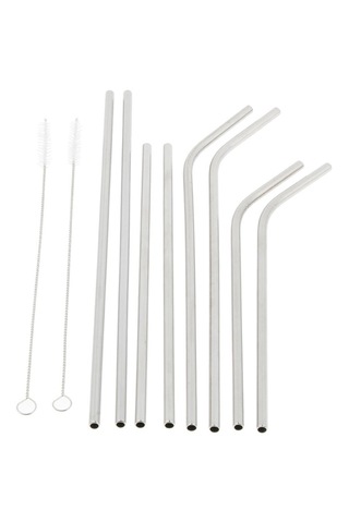 Homyl Yeniden Kullanılabilir Düz Kavisli Metal Paslanmaz Çelik Gümüş