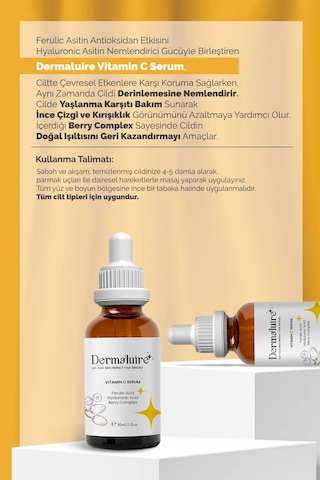 Dermaluire Nemlendirici Cilt Bakım Kremi 200 ML + Vitamin C Serum 30 ML