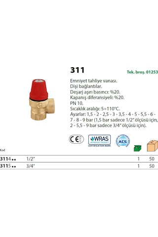 Caleffi 1/2" 8 Bar Emniyet Ventili-311580