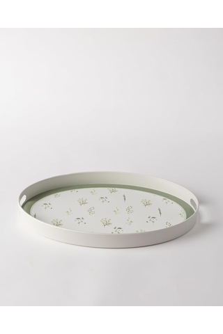 Delmare Oval Tepsi - Beyaz/yeşil