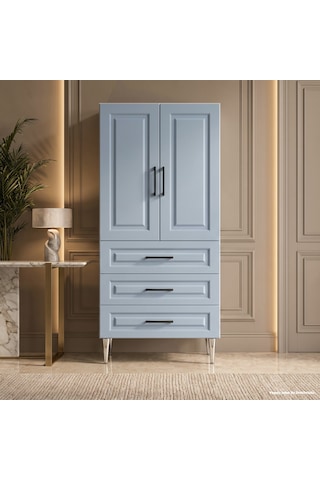 Rapallo Çok Amaçlı Dolap 60 Cm 2 Kapak 3 Çekmece Soft Denim Mavi - Çok Amaçlı Çekmeceli Dolap Yeşil