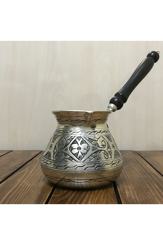 İşlemeli Bakır Tombik Cezve 7 Fincanlık